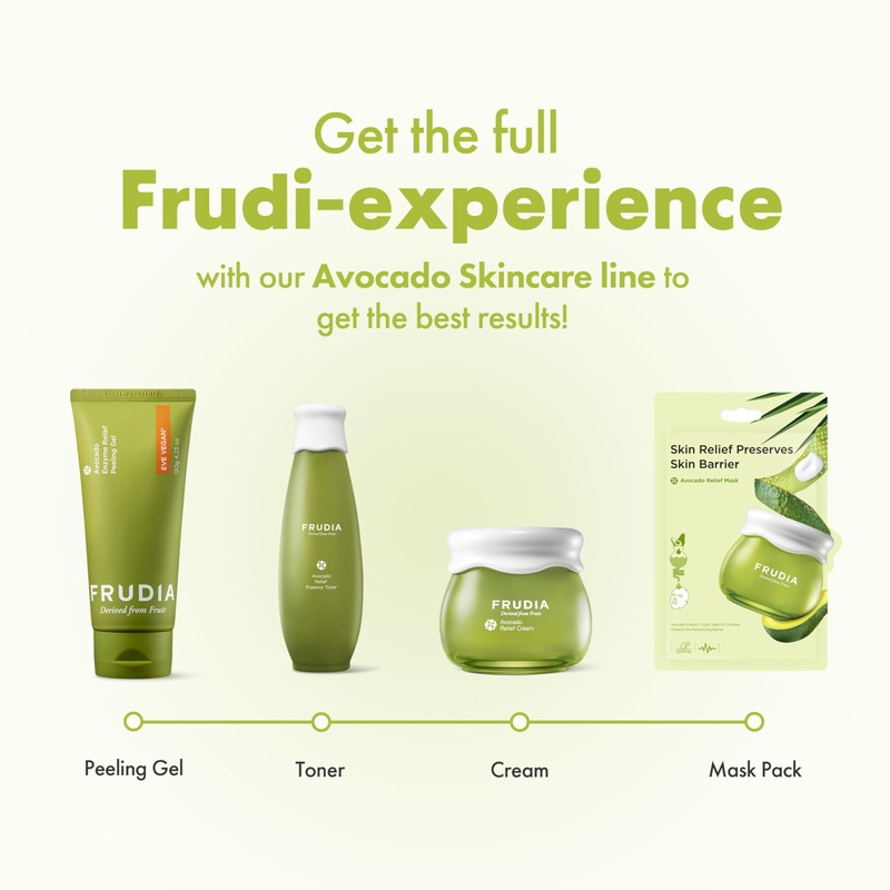 FRUDIA Avocado Relief Face Cream, Calming Korean Face Moisturizer w/62%
