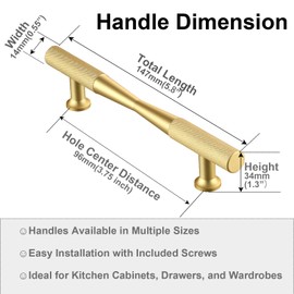 CILEYTION 10 Pack Gold Matte Gold Cabinet Handles, 96mm x 147mm, Modern Style, Kitchen Cabinet Handles and Drawer Pulls