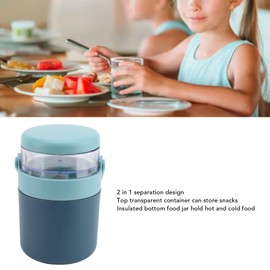 Kids Insulated Food Jar, Leak Proof Thermal Food Container Lunch Box with Top Snack Container, Carry Handle, Wide Mouth Soup Thermo Jar for School Office