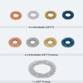 Yin Yang Massage Rings for Finger Massage or Toe Massage Made of Stainless Steel, 9 Rings, Combination Mix Bag with Various Thicknesses, Diameters and Colours, ArthroRoller Soft