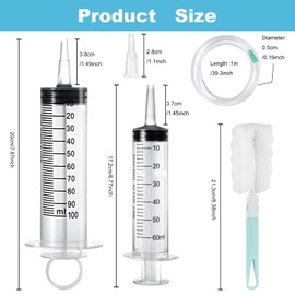 GOTRUST 4PCS Large Plastic Syringe with Tube, 100ml and 60ml Reusable Liquid Syringes, Needleless Measuring Syringe for Laboratory Industry Pets Feeding Watering Oil Glue