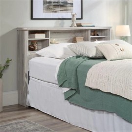 Pemberly Row Transitional Engineered Wood Full-Queen Bookcase Headboard in White