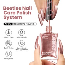 Beetles Nail Polish Glitter Champagne Gold 1Pcs 15ml Fast Drying & Long Lasting Nail Polish Shimmer Winter Champagne Color Art Effect for Nail Salon DIY Manicure