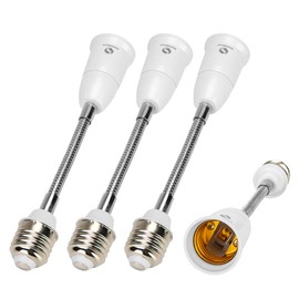 RONG&LAN E27 Flexible Light Bulb Lamp Socket Adapter Extender/Adjustable Edison Bulb Socket Extension for Home Light Fixtures/LED Grow Light Socket Stand etc (7.8inch,4-Pack)