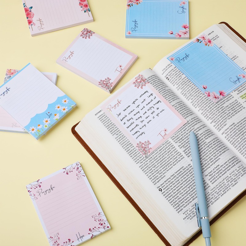 Mr. Pen- Lined Sticky Notes, 3”x4”, 6 Pads, Floral Sticky