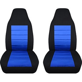 Totally Covers 2-Tone Car Seat Covers: Black and Blue - Universal Fit - Front - Buckets - Option for Airbag, Seat Belt, Armrest & Seat Release/Lever Compatible (22 Colors)