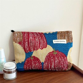 Forest Cosmetic Bag Mushroom Makeup Bag Vintage Garden Travel Toiletry Organizer with Zipper for Women Girls (Pumpkin)