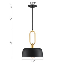 Industrial Pendant Lighting Fixtures, Vintage Black Metal Shade Hanging Lamp for Kitchen Island Dining Room, Retro Ceiling Light