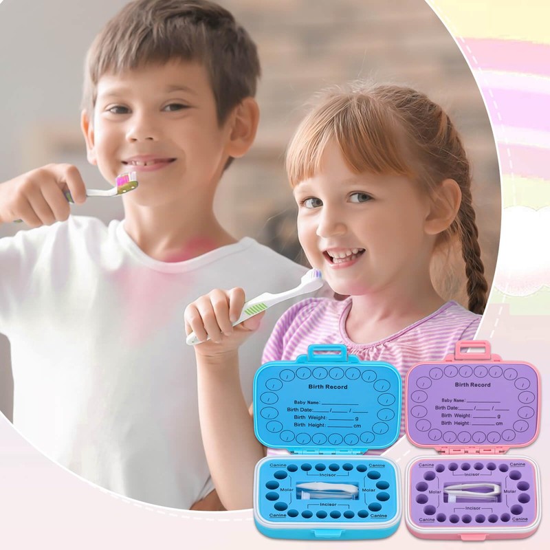 Caffox 2 Pack Tooth Holders for Kids Keepsake, Tooth Fairy