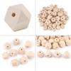 50PCS Unpainted Faceted Geometric Wood Beads Unfinished Natural Polygons Shape