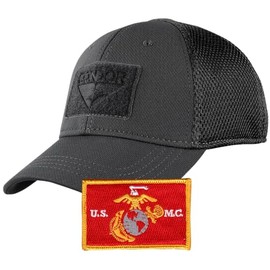 Condor MESH Fitted Cap Bundle (Marines Emblem) - Black - Large/XL