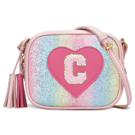 KKXIU Birthday Gifts for Girls Initial Toddler Purse Cute Kids Crossbody Bag (Shine-C)