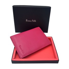 Buono Pelle New RFID Blocking 100% Real Leather Passport Travel Wallet Cover Holder Organiser Gift Boxed (Pink)