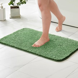 MIULEE Bath Mats Non Slip Bathroom Mats Shower Mat Absorbent Bathroom Rug Small Rug Door Mat Inside Kitchen Rugs Carpet Mat for Bathroom Bedroom Kitchen Entrance 40x60 cm Green