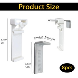 Pack of 8 Clamp Holders for Klemmfix Roller Blind, Double Roller Blind, Duo Roller Blind, No Drilling for Clamping and Gluing, as Accessory Replacement Part for Attaching to Fixed PVC Window