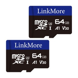 LinkMore XV13 64GB (2pack) MicroSD Memory Card, MicroSDXC A1 UHS-I U3 V30 Class 10, Read Up to 95 MB/s, Write Up to 45 MB/s, SD Adapter Included
