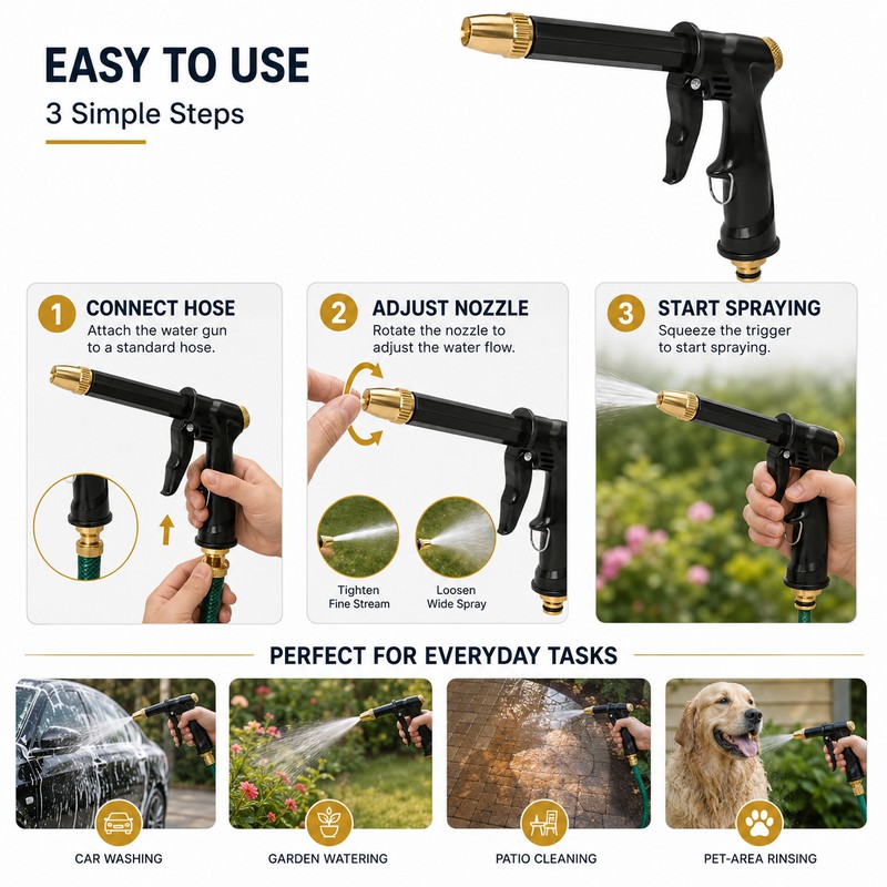 Portable Garden Hose Spray Wand for Car Washing – Adjustable
