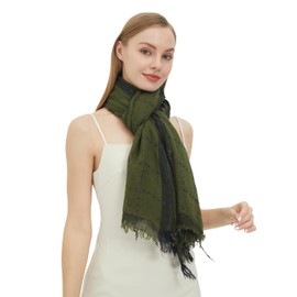 PANTONIGHT Lady's Fashion Scarf with Lurex Lightweight Wool Scarf for Women Plaid Large Shawl for Party Scarf Dress Shawl (3012 BLACKISH GREEN)