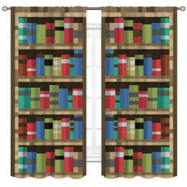 Cortinas de estantería pixeladas, diseño de juego con estampado de píxeles, decoración educativa para ventana, para niños, niñas, adolescentes, recámara, sala de estar, aula, guardería, 42 x 54