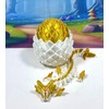 5pcs 3D Printed Axolotl Dragon and Egg, Articulated Gold Mini