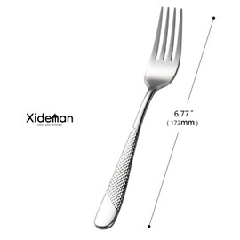 Xideman® 12-Piece Premium Hammered Salad Forks Set (6.7 inch), 18/10 Stainless Steel Forks Silverware, Mirror Polished Dessert Forks for Home, Kitchen, Restaurant, Dishwasher Safe (Silver)