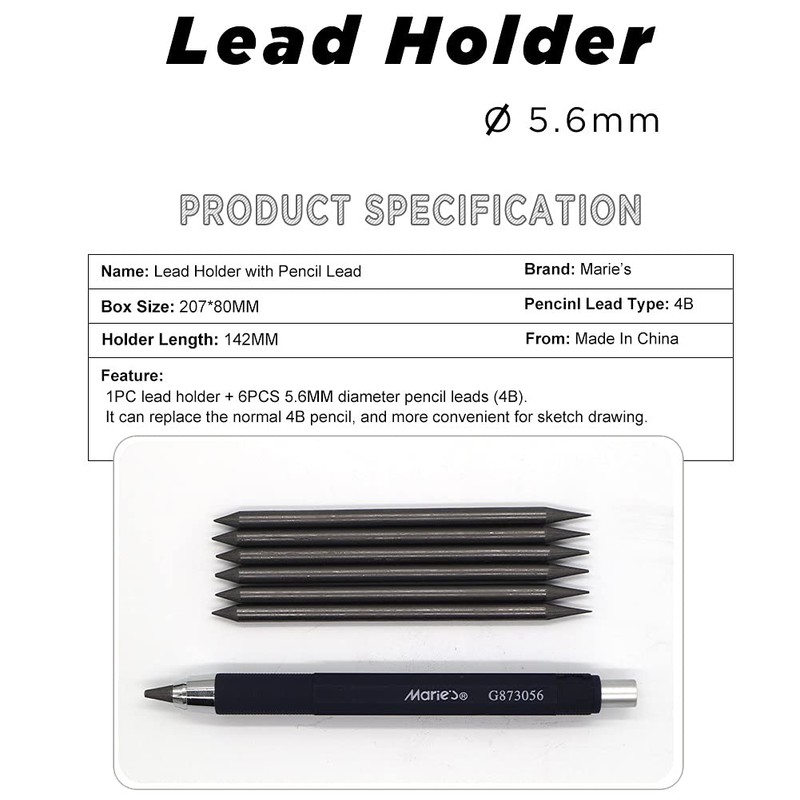 5.6mm Mechanical Pencil Automatic Clutch Lead Holder, 5.6 mm Lead