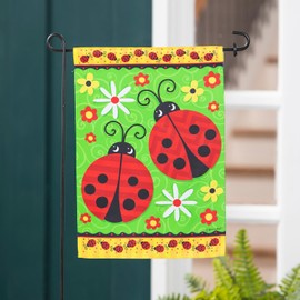 Evergreen Flag Ladybug Pair Garden Suede Flag Garden Flag 12x18 double sided | Summer Garden Flags For Outside | Welcome Garden Flag Outdoor Décor for Yard Porch Garden