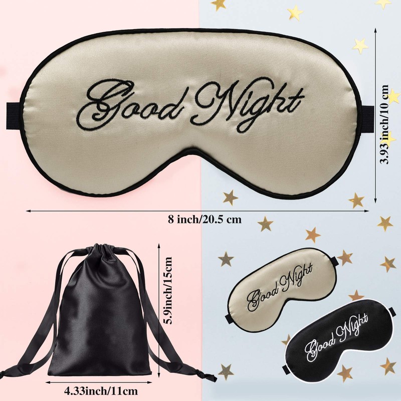 2 Pieces Sleep Mask Silk Eye Mask Easily Adjustable Mask