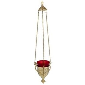 Religious & Catholic Hanging Sanctuary Lamp With Ruby Glass