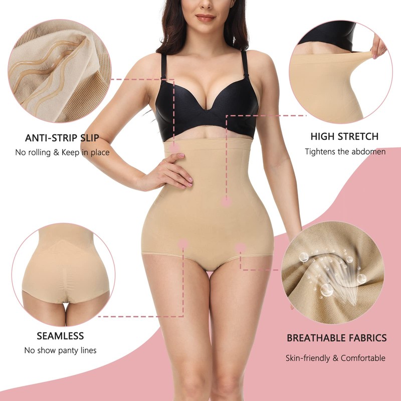Reamphy High Waisted Shapewear for Women Tummy Control Underwear Seamless