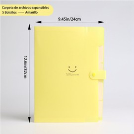 WADY Organizador de Archivos de Acordeón, Carpeta de Archivos Expandible, Folder Organizador with Bolsillos(Amarillo)