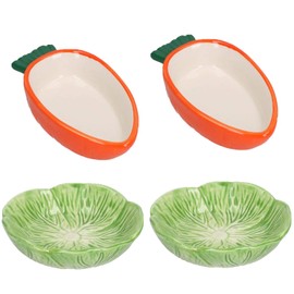 Small Animals Small Lettuce Green Leaf & Carrot Feeding Bowl Treat Pot 2PK