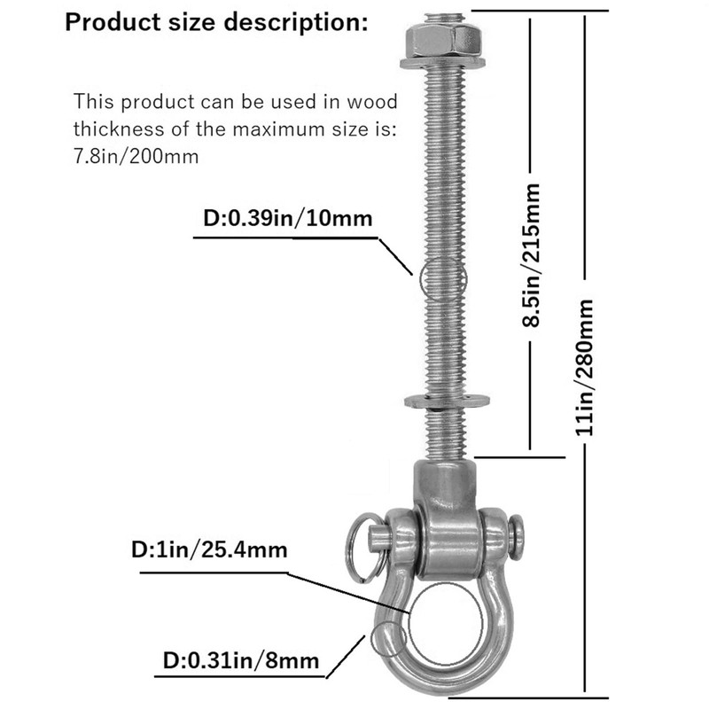 Dakzhou 4 Heavy Duty Bearing Swing Hanger Permanent Anti-Rust (10mm)