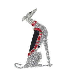 Fashion Brooch Jewelry Silver Tone Greyhound Scotty Borzoi Hound Dog Puppy Canine Rhinestone Enamel Animal Pin Brooch