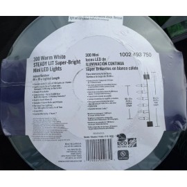 Home Accents Holiday 300 Count Warm White Steady Lit Mini LED Christmas Lights, Wedding, Home Accents