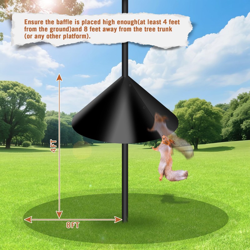 Squirrel Proof Baffle for Bird Feeder Pole, Outdoor Pole Mount