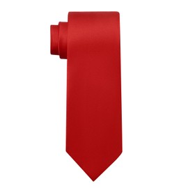 KOOELLE Men's Red Tie Solid Pure Color Plain Formal Red Ties For Men