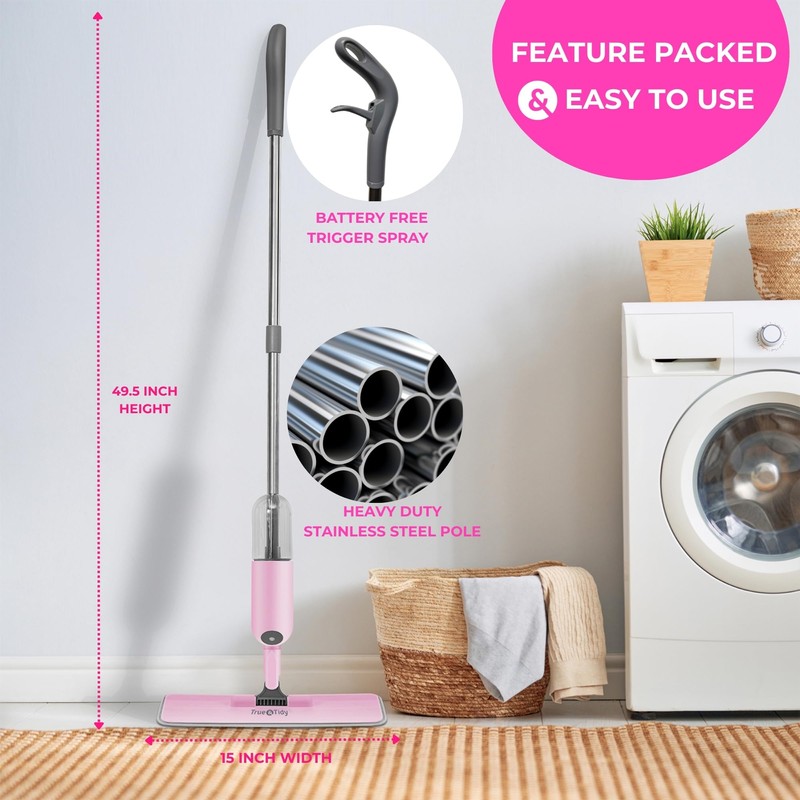 True & Tidy® SPRAY-250 Multi-Surface Spray Mop with Refillable Water