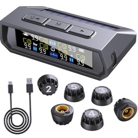 HertzEagle RV Tire Pressure Monitoring System (TPMS) - 6 Sensors Solar Wireless, Real-Time Monitoring with LCD Display & Alarm, Waterproof for RV Trailer Motorhome Tires T029