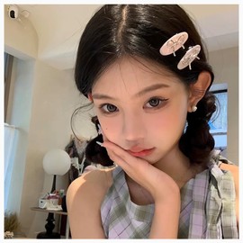 MISS MUMU Hair Accessories, Hair Clip, Ribbon Clip, Silver Hair Ornament, Ribbon Pin, Hair Arrangement, Barrette, Hair Pin, For Women and Children, For Photography, Weddings, School, Parties, Cute