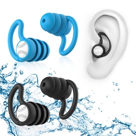 Swimming Ear Plugs Waterproof Earplugs - 2 Pairs Silicone Swim Ear Plugs for Adult Kids, Water Sports Earplugs for Showering, Bathing, Surfing - Keep Ear Water Out