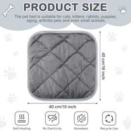 Clysee 4 Pack Self Heating Cat Pad Self Warming Dog Mat Reflects Body Heat Extra Warm Thermal Pet Pad Washable Dog Cat Bed Crate Bed Mat Blanket(Gray,16 x 16 Inch)