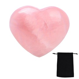 Rose Quartz Heart Love Crystal Stone Rose Quartz Stone Healing Crystals Pink Rose Quartz Natural Reiki Gemstone for Anxiety Relief Valentine's Day Gifts in Velvet Bag