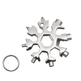 18 in 1 Stainless Multi-tool Snowflake Keychain Wrench Screwdriver Bottle Opener (Silver)