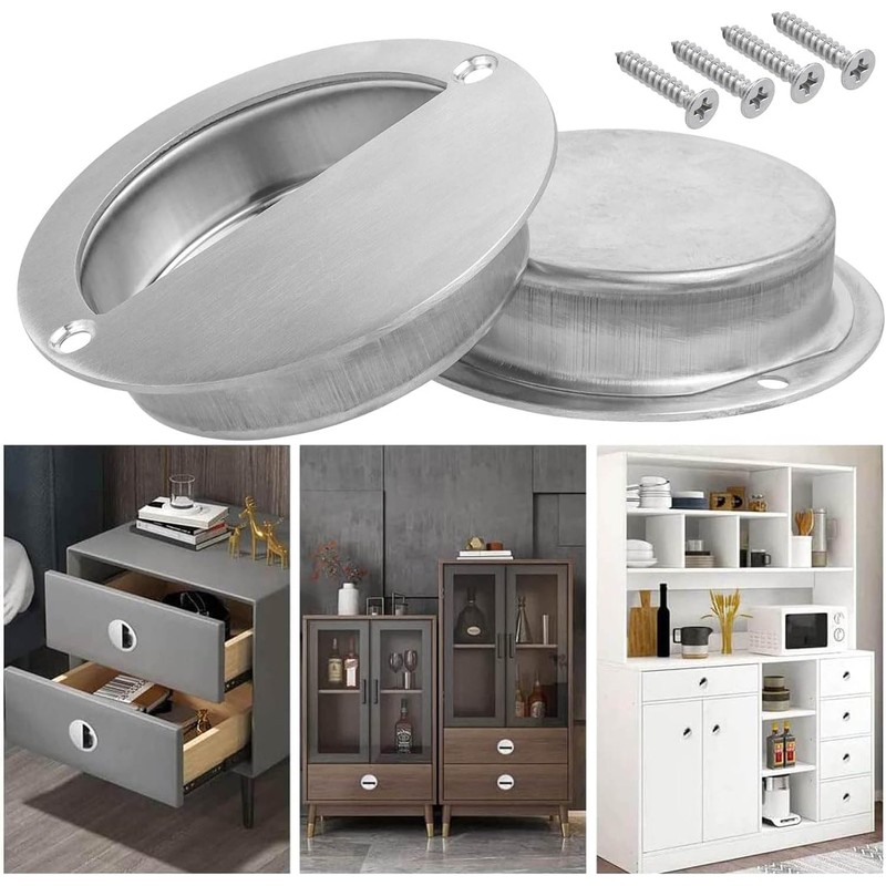 Gasea 2 Packs Recessed Sliding Pull Door Handles, 90mm Stainless