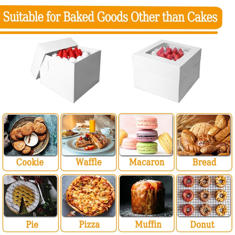 MonYouGe 12x12x12 Inches Cake Boxes with Cake Boards, 3 Pack