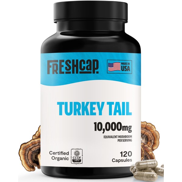 FreshCap Mushrooms Turkey Tail Mushroom Supplement 10,000mg – Organic, Turkey