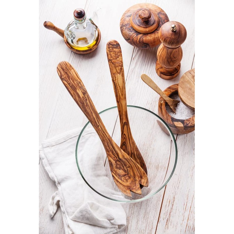 das Olivenholzbrett ® Salad Servers Olive Wood Serving Cutlery Short