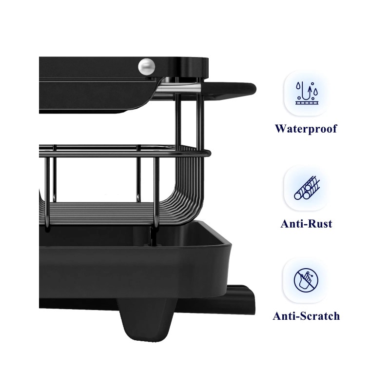 Kitsure Compact Kitchen Dish Drying Rack with Drainboard and Cutlery