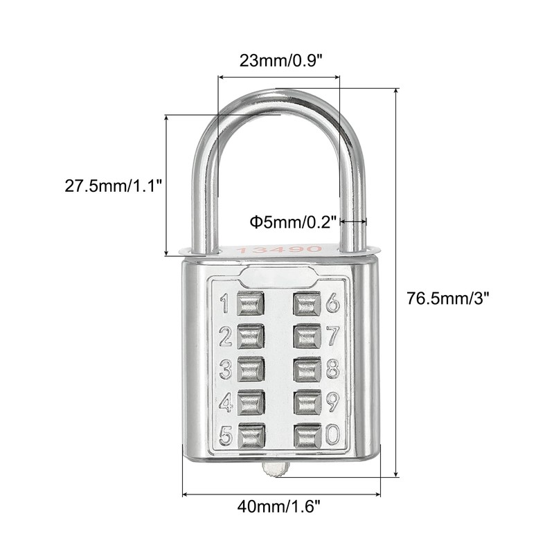 PATIKIL 10 Digit Button Combination Padlock, 2 Pack 5 Position